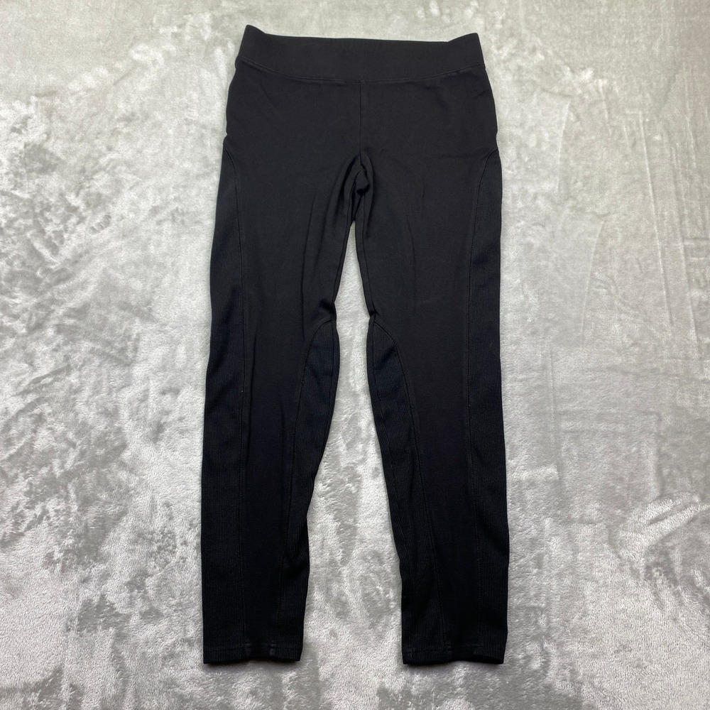 Anthropologie Pure + Good Black Athleisure Ribbed Panel Leggings Activewear Sz S